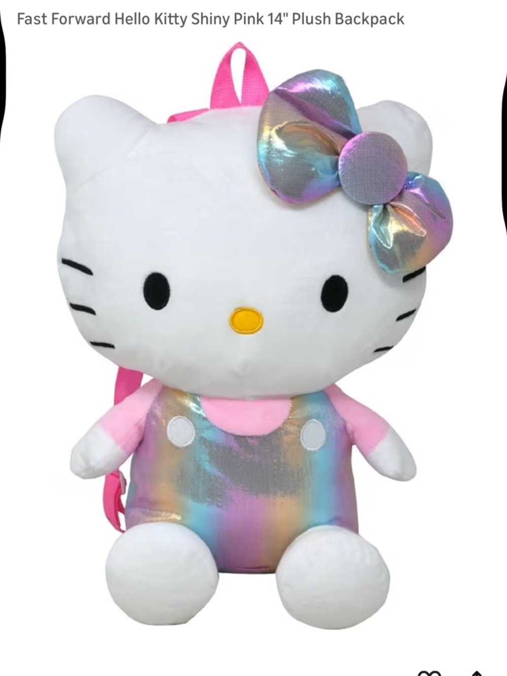 NEW Sanrio Hello Kitty iridescent Pink Blue Purple Shiny Plush Backpack Stuffy